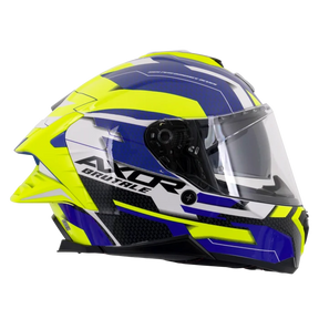 Axor Brutale Full Face Helmet With Dual Spoiler - Plexus Blue Fluo Yellow