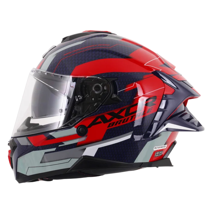 Axor Brutale Full Face Helmet With Dual Spoiler - Plexus Blue Red