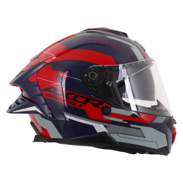 Axor Brutale Full Face Helmet With Dual Spoiler - Plexus Blue Red