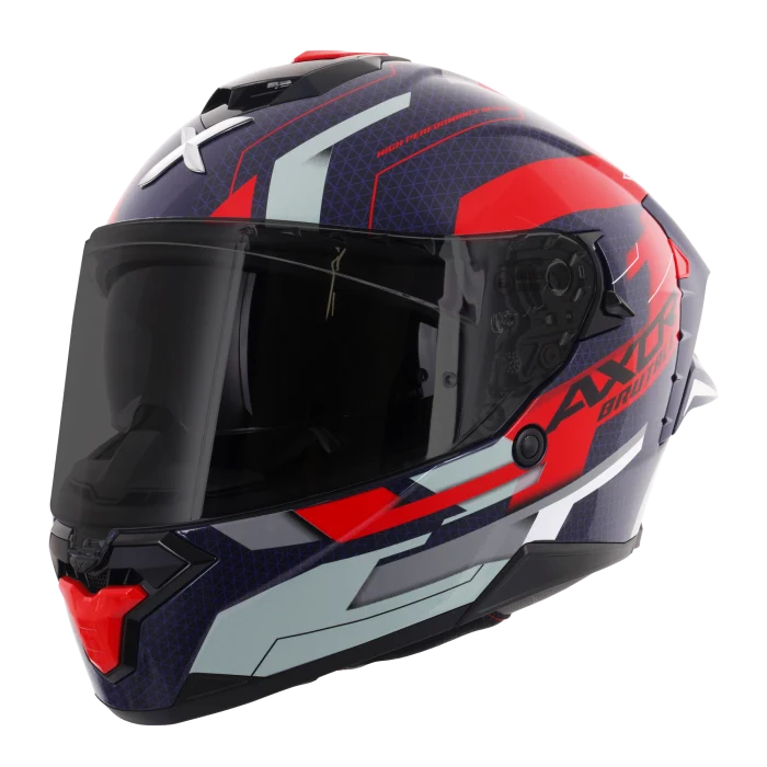 Axor Brutale Full Face Helmet With Dual Spoiler - Plexus Blue Red
