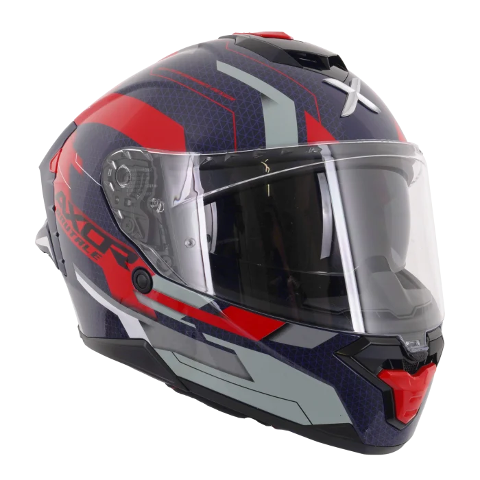 Axor Brutale Full Face Helmet With Dual Spoiler - Plexus Blue Red