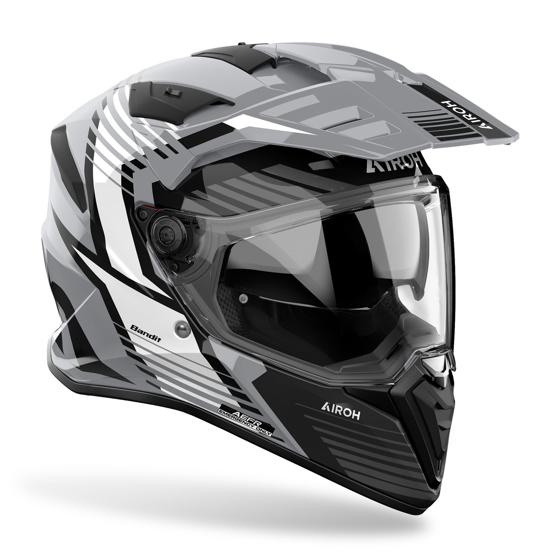 Airoh Bandit 2 in 1 Adventure Motorcycle Motorbike Helmet - Spicy Grey Gloss ECE 2206