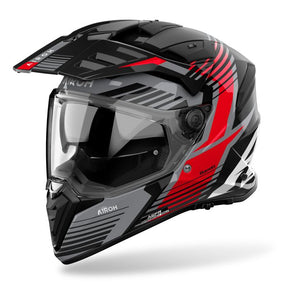 Airoh Bandit 2 in 1 Adventure Motorcycle Motorbike Helmet - Spicy Red Gloss ECE 2206