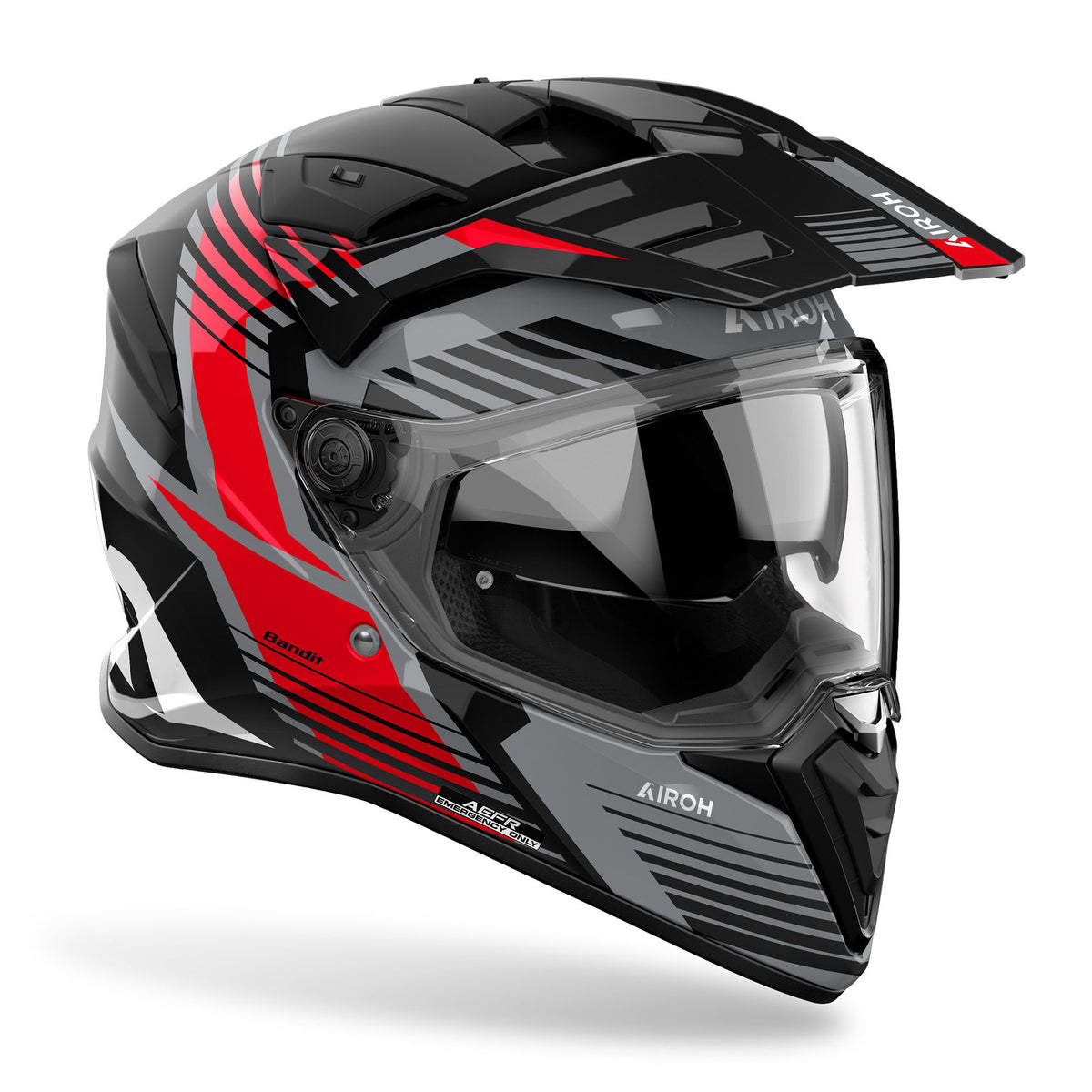 Airoh Bandit 2 in 1 Adventure Motorcycle Motorbike Helmet - Spicy Red Gloss ECE 2206