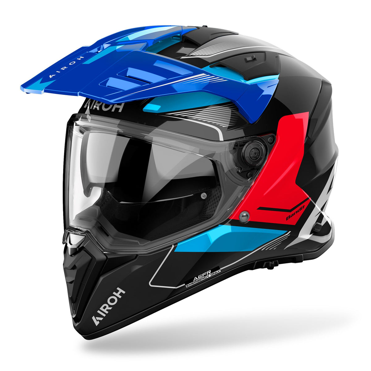Airoh Bandit 2 in 1 Adventure Motorcycle Motorbike Helmet - Tune Blue Red Gloss ECE 2206
