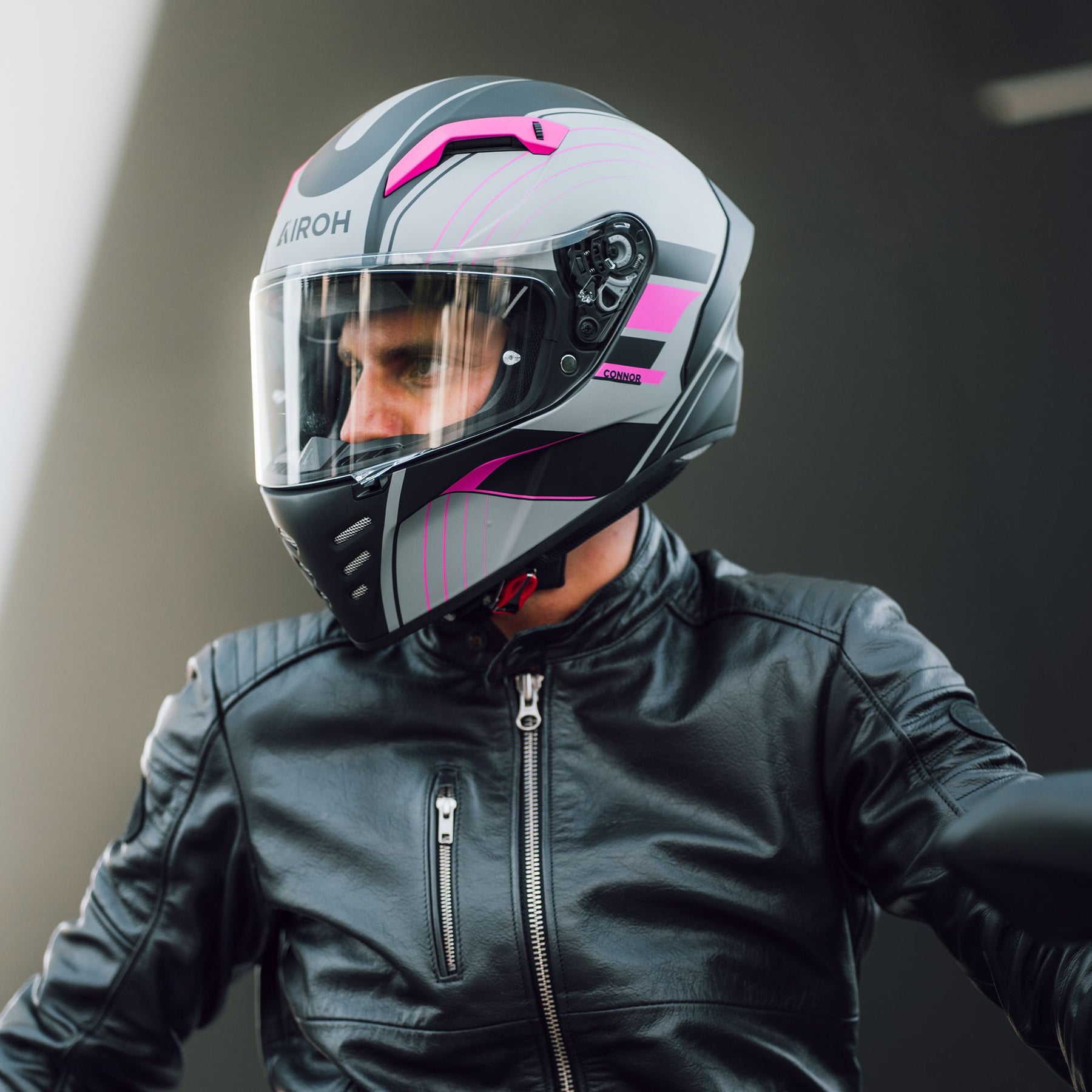 Airoh Connor Motorcycle Helmet - Achieve Pink Matt ECE 2206