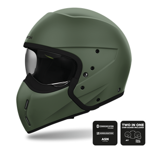 Airoh J110 2 in 1 Composite Carbon Motorcycle Motorbike Helmet - Miltary Green Matt ECE 2206