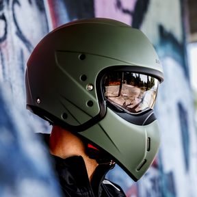 Airoh J110 2 in 1 Composite Carbon Motorcycle Motorbike Helmet - Miltary Green Matt ECE 2206