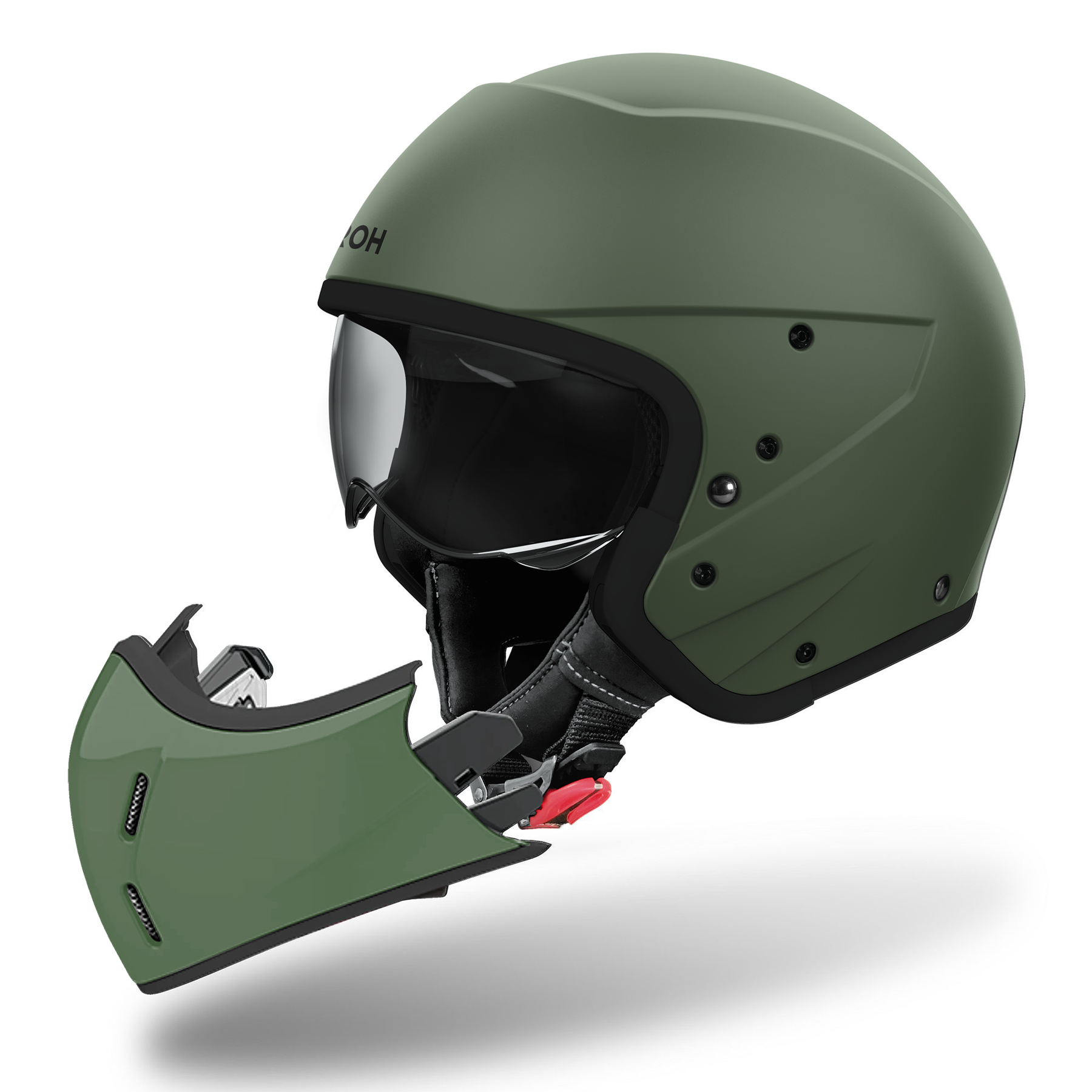 Airoh J110 2 in 1 Composite Carbon Motorcycle Motorbike Helmet - Miltary Green Matt ECE 2206