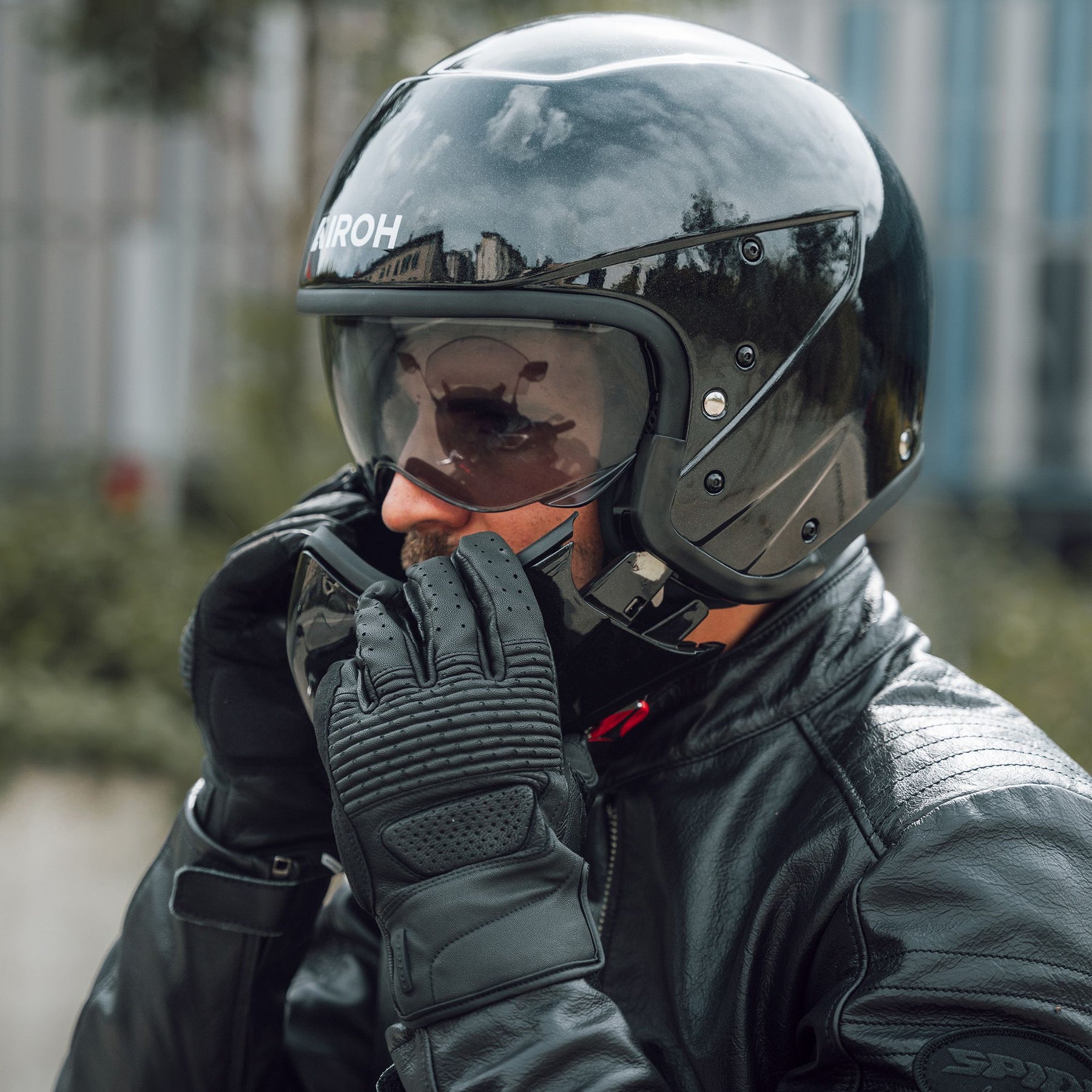 Airoh J110 Motorcycle Helmet - Black Glitter ECE 2206