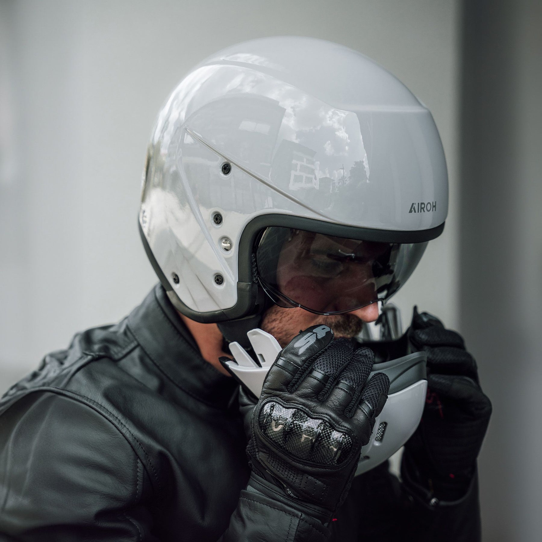 Airoh J110 Motorcycle Helmet - Cement Grey Gloss ECE 2206