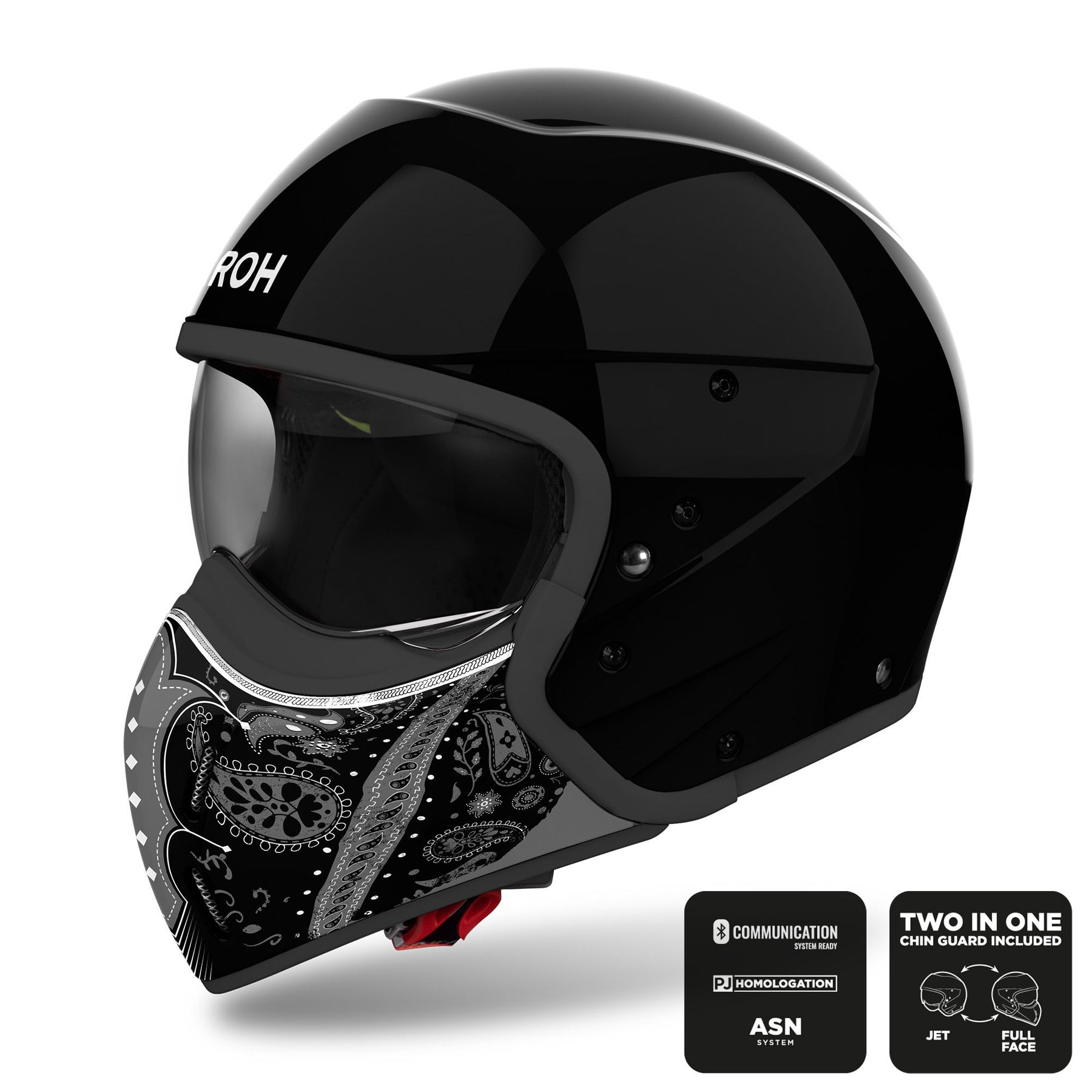 Airoh J110 Motorcycle Helmet - Paesly Black Gloss ECE 2206