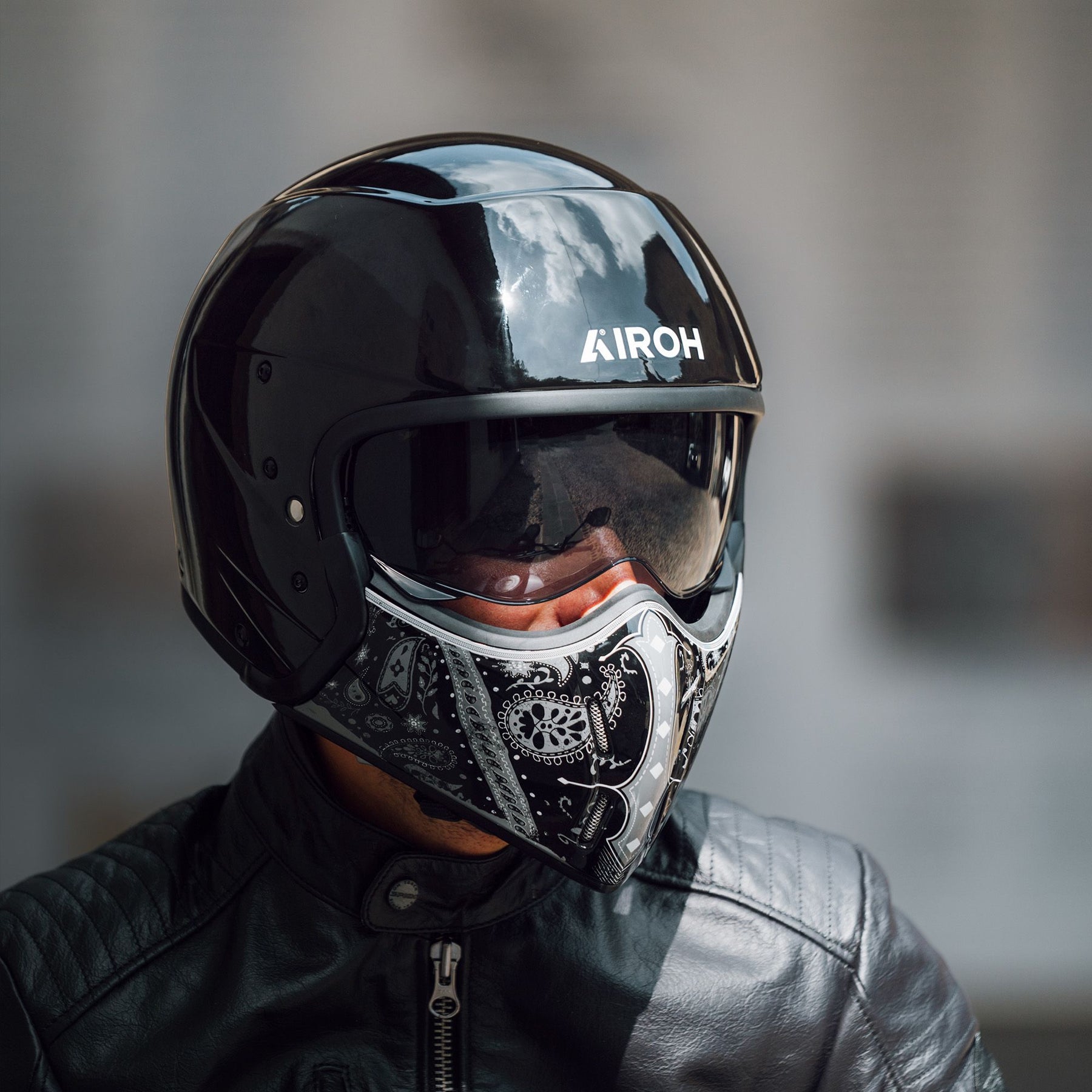 Airoh J110 Motorcycle Helmet - Paesly Black Gloss ECE 2206