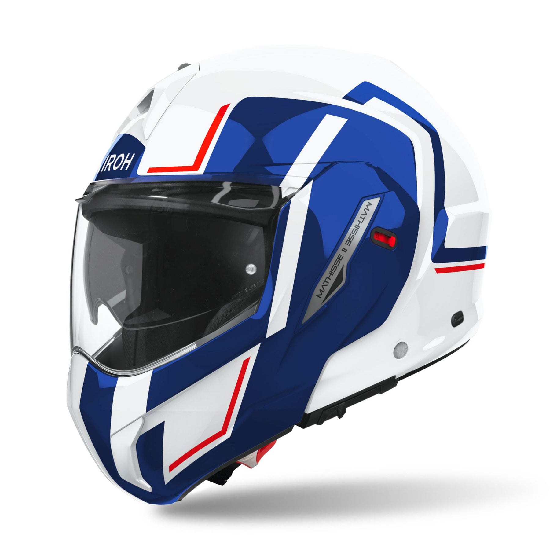 Airoh Mathisse 2 Modular Flip Up Motorcycle Motorbike Helmet - Genius Blue Red Gloss ECE 2206