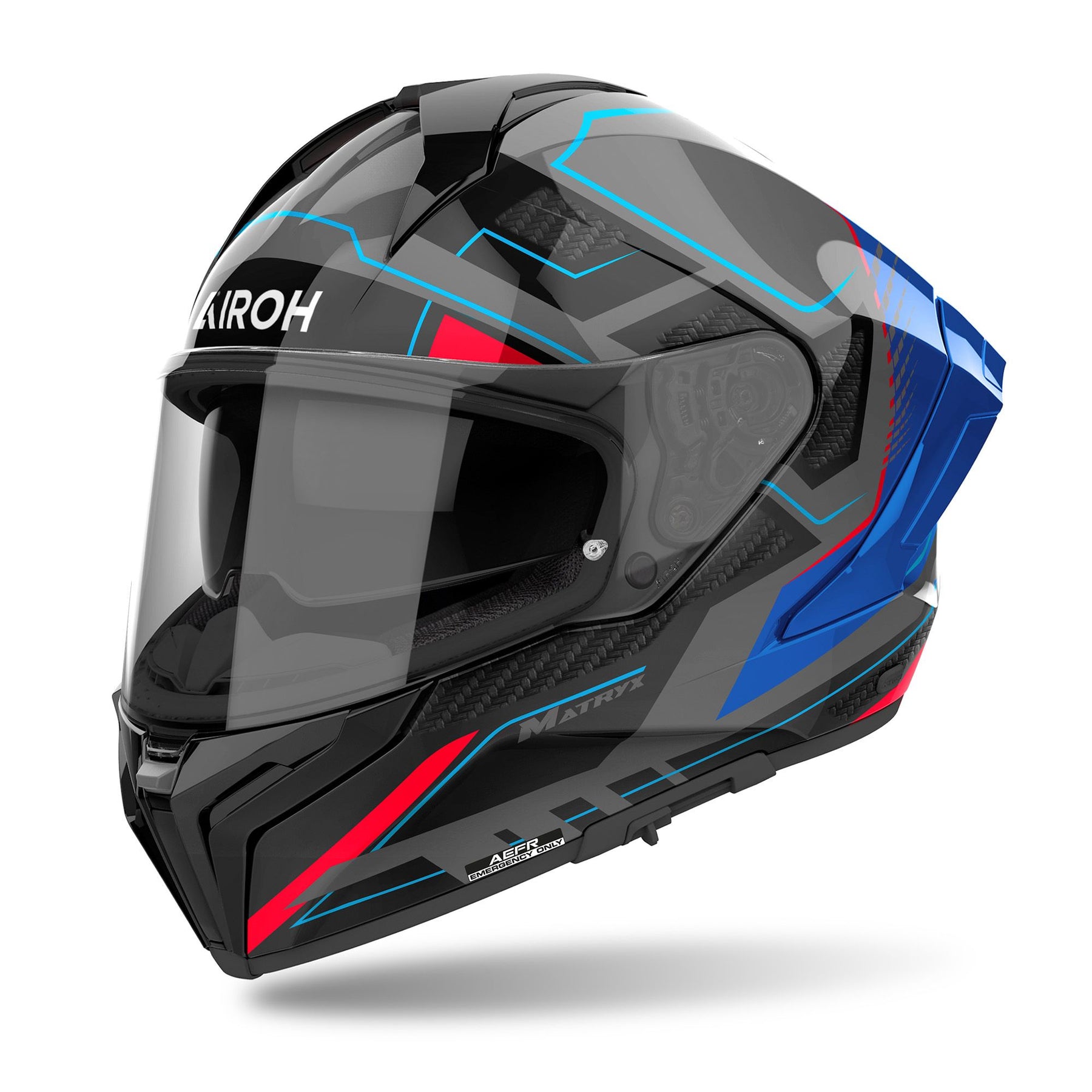 Airoh Matryx Motocycle Helmet - Rocket Blue/Red Gloss ECE 2206