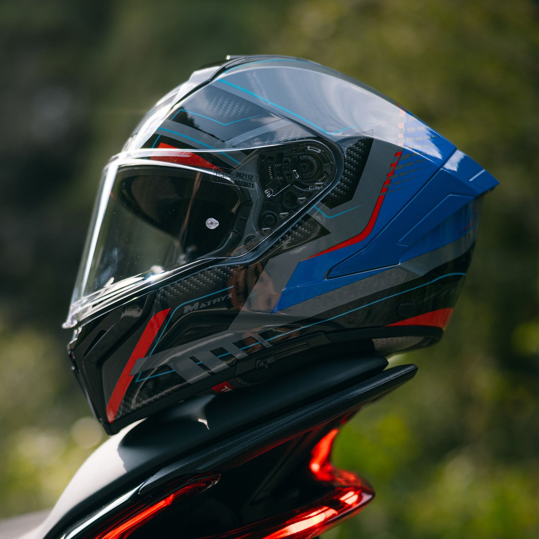 Airoh Matryx Motocycle Helmet - Rocket Blue/Red Gloss ECE 2206