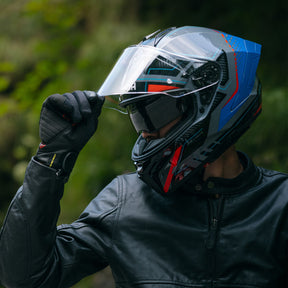 Airoh Matryx Motocycle Helmet - Rocket Blue/Red Gloss ECE 2206