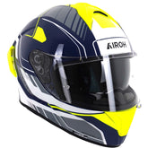 Airoh Spark 2 Chrono Motorcycle Helmet - Blue/Yellow Gloss ECE 2206