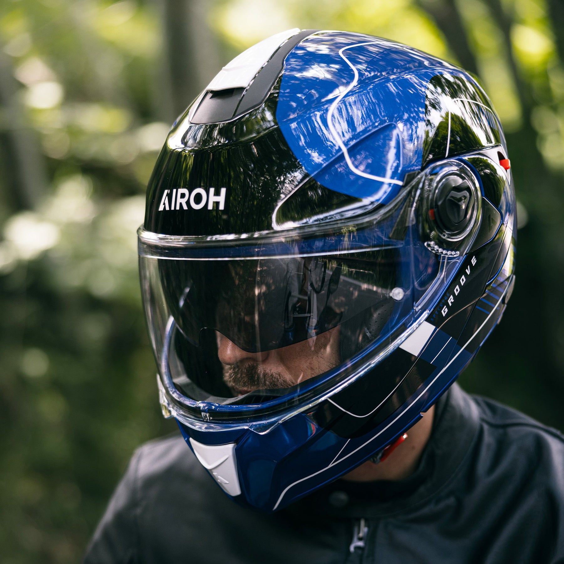 Airoh Specktre Flip-Front Motorcycle Helmet - Groove Blue Gloss ECE 2206