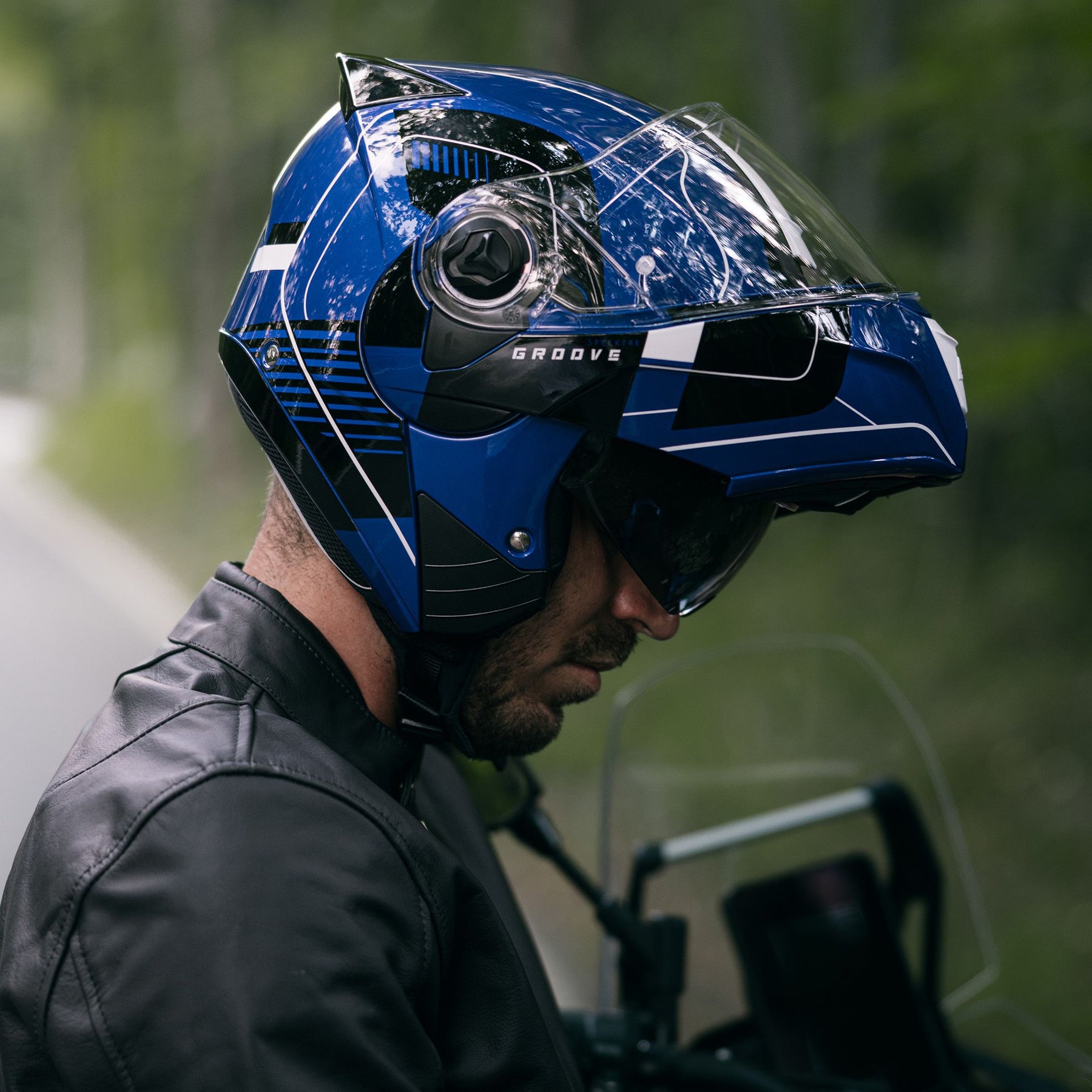 Airoh Specktre Flip-Front Motorcycle Helmet - Groove Blue Gloss ECE 2206