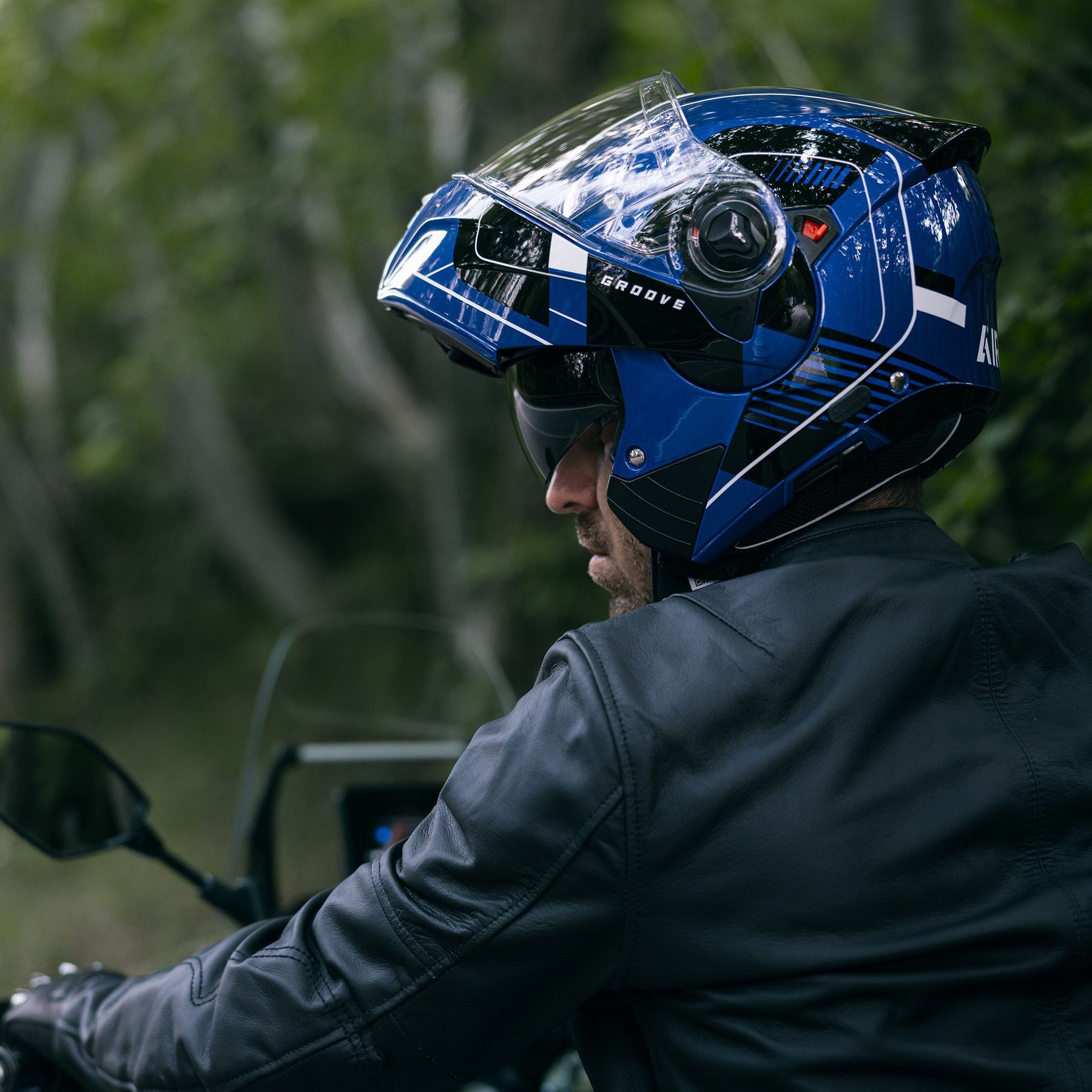 Airoh Specktre Flip-Front Motorcycle Helmet - Groove Blue Gloss ECE 2206