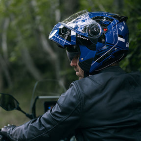 Airoh Specktre Flip-Front Motorcycle Helmet - Groove Blue Gloss ECE 2206