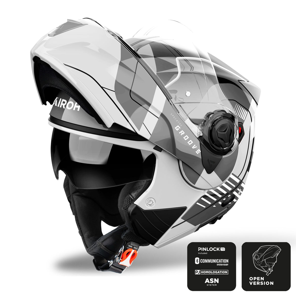 Airoh Specktre Flip-Front Motorcycle Helmet - Groove Grey Gloss ECE 2206