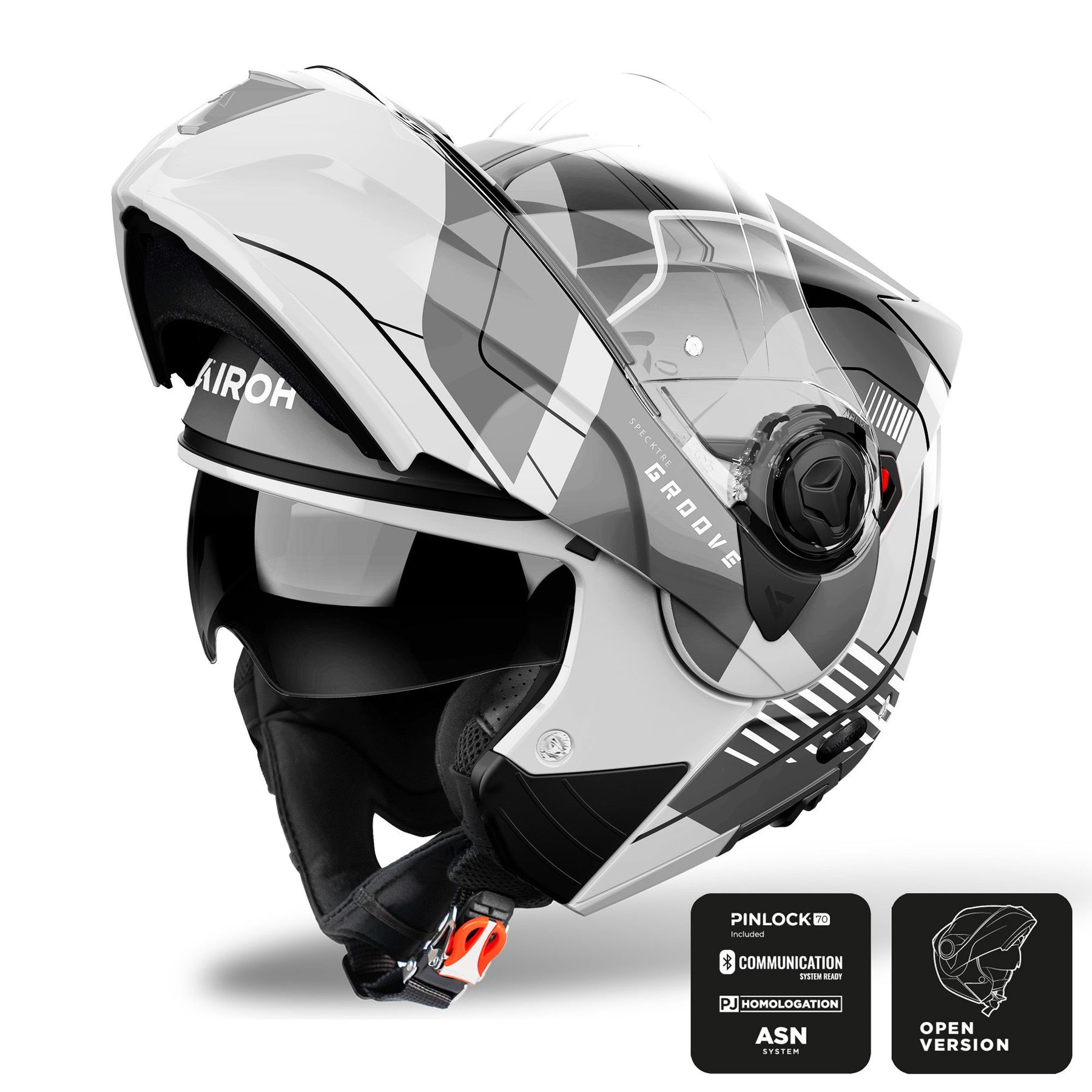 Airoh Specktre Flip-Front Motorcycle Helmet - Groove Grey Gloss ECE 2206