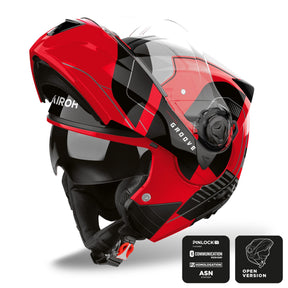 Airoh Specktre Flip-Front Motorcycle Helmet - Groove Red Gloss ECE 2206