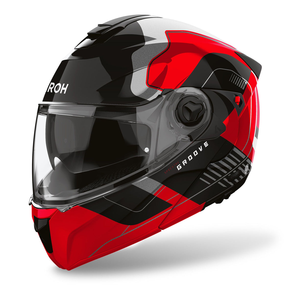 Airoh Specktre Flip-Front Motorcycle Helmet - Groove Red Gloss ECE 2206