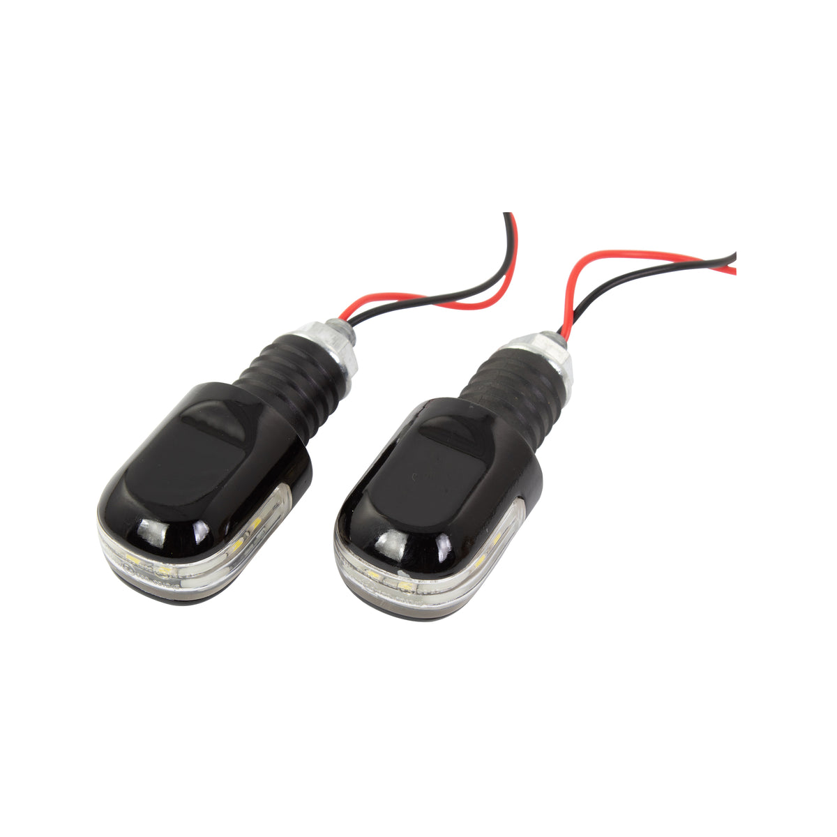 Bike It Black 18mm Motorcycle Bar Ends With White LED Lights