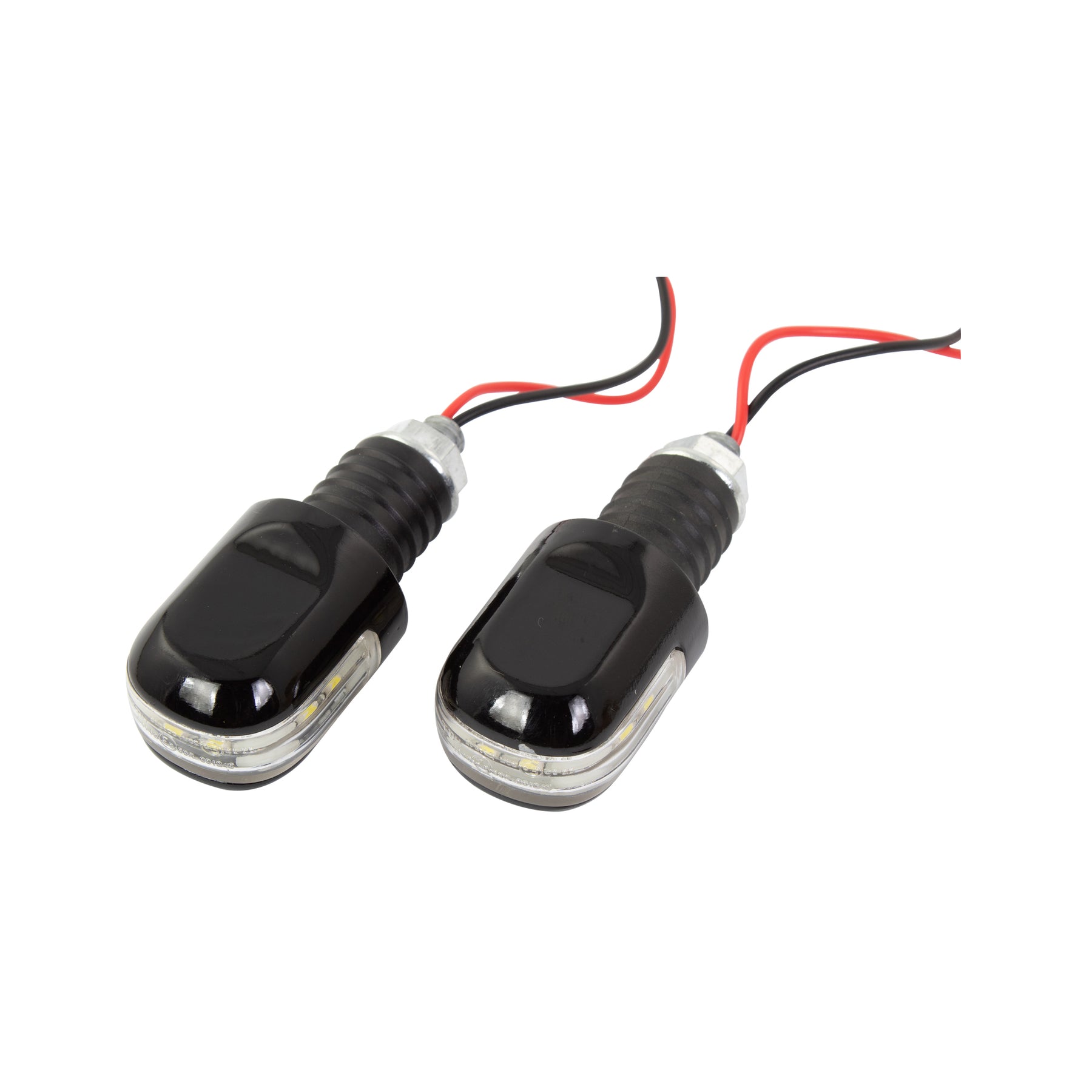 Bike It Black 18mm Motorcycle Bar Ends With White LED Lights
