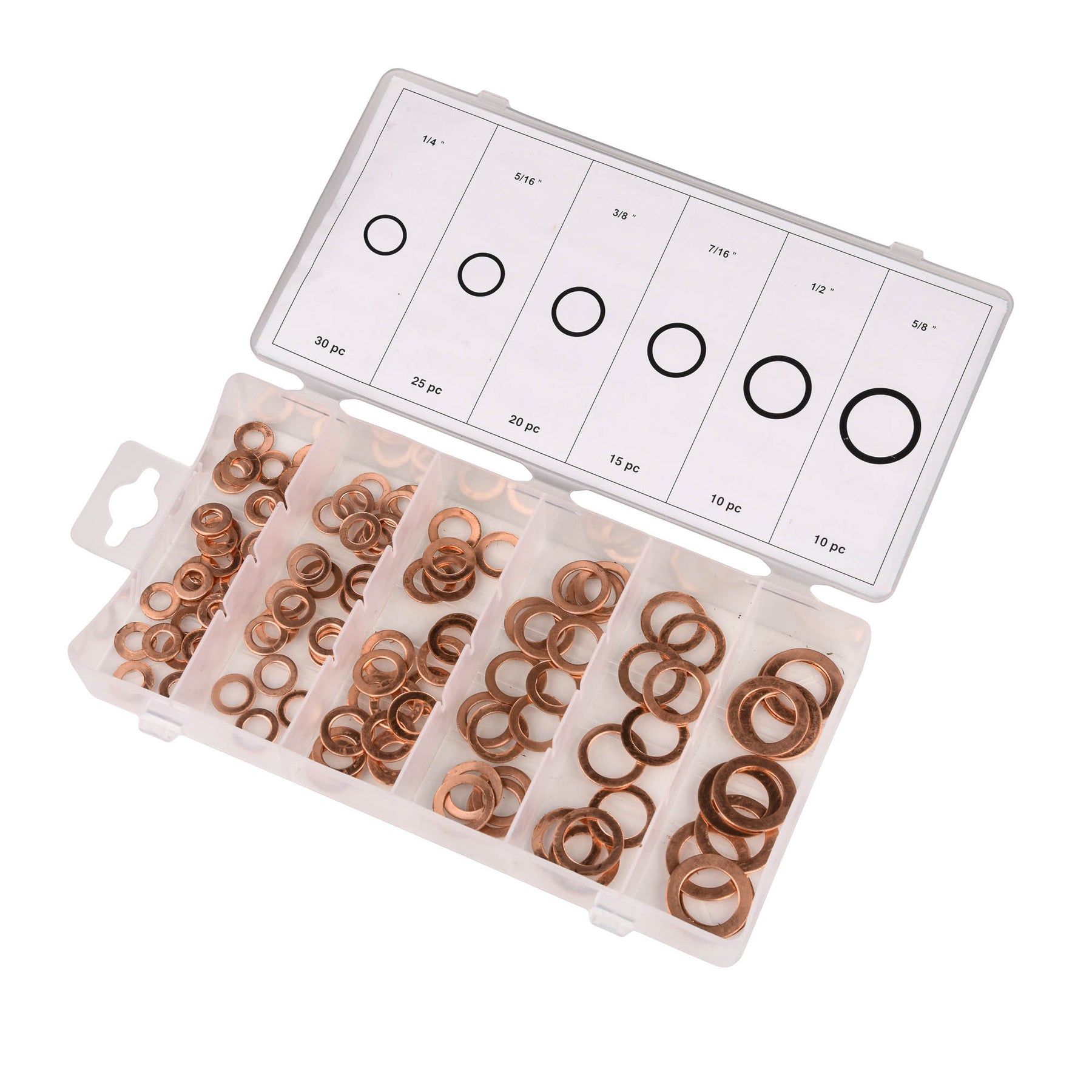 Bike It Motorcycle Copper Washer Kit Imperial Sizes 110 Piece Set - Beedspeed