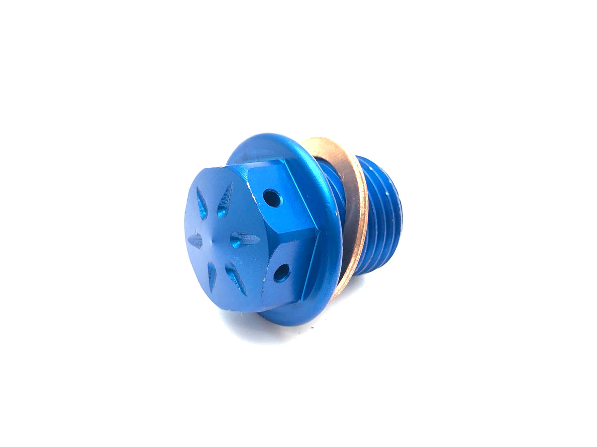 Lambretta S1-3 Li GP SX TV J Lui CNC Oil Drain Plug with Magnet - Blue - Casa Performance