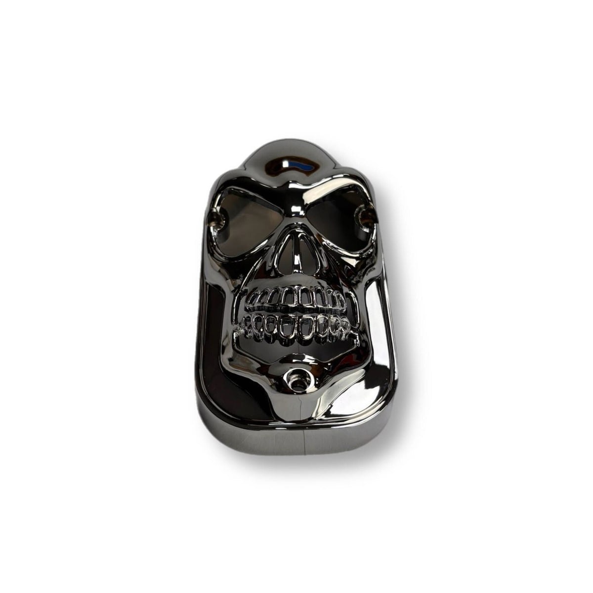 Chrome Metal Tombstone Light Skull Cover - Fits over Tombstone Lens