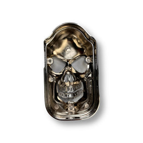 Chrome Metal Tombstone Light Skull Cover - Fits over Tombstone Lens