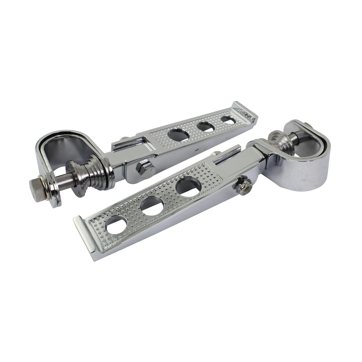 Bike It Universal Footpegs Clamp-On Custom Style Motorcycle Chrome