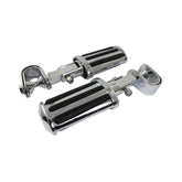 Bike It Rail Chrome Footpegs With Inlays Universal Clamp Fit Custom