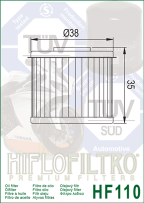 Hiflo Premuim Motorcycle Oil Filter HF110 Replaces Honda 15410-NX7-000