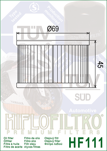 Hiflo Premuim Motorcycle Oil Filter HF111 Replaces Honda 15412-413-000