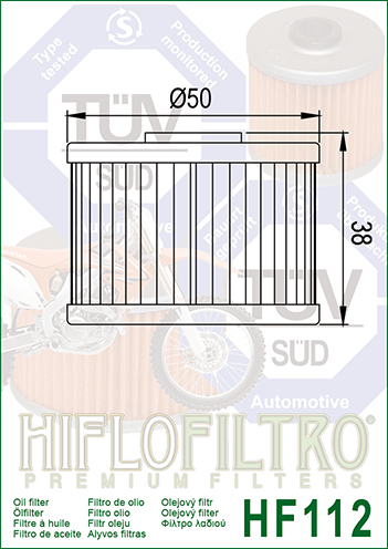 Hiflo Premuim Motorcycle Oil Filter HF112 Replaces Kawasaki 52010-1053