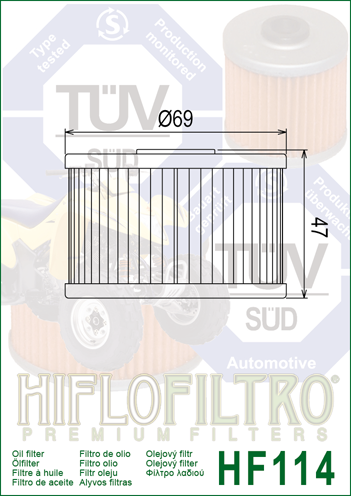 Hiflo Premuim Motorcycle Oil Filter HF114 Replaces Honda 15412-HP7-A01