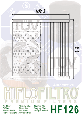 Hiflo Premium Motorcycle Oil Filter HF126 Replaces Kawasaki 16099-002