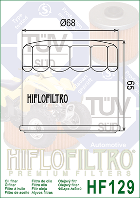 Hiflo Premium Motorcycle Oil Filter HF129 Replaces Arctic Cat 0812-110