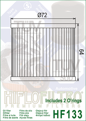 Hiflo Premium Motorcycle Oil Filter HF133 Replaces Suzuki 16500-45810
