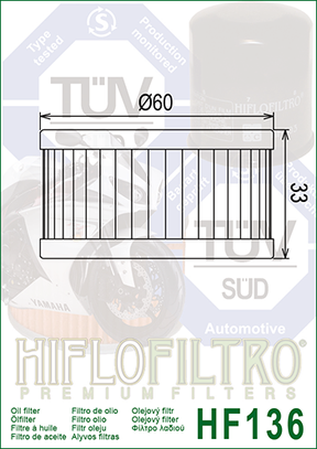 Hiflo Premium Motorcycle Oil Filter HF136 Replaces Suzuki 16510-38240