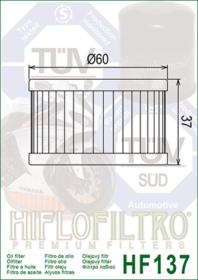 Hiflo Premium Motorcycle Oil Filter HF137 Replaces Suzuki 16510-37440