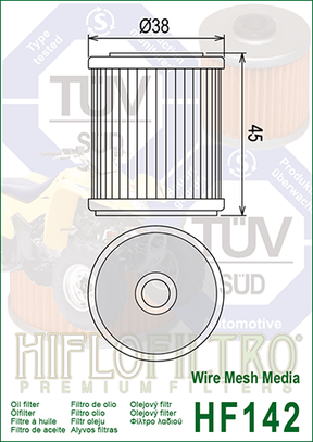 Hiflo Premium Motorcycle Oil Filter HF142 Replaces TM Racing F66508
