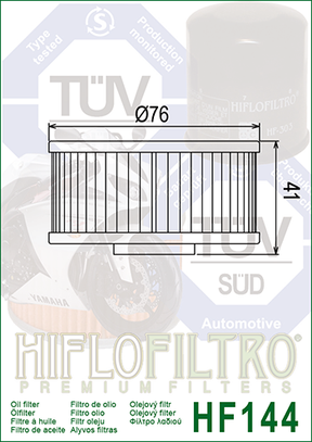 Hiflo Premium Motorcycle Oil Filter HF144 Replaces Yamaha 1L9-13440-91