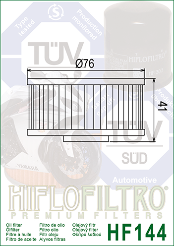 Hiflo Premium Motorcycle Oil Filter HF144 Replaces Yamaha 1L9-13440-91
